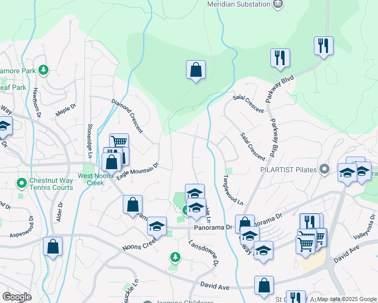 map of restaurants, bars, coffee shops, grocery stores, and more near 1562 Bramble Lane in Coquitlam