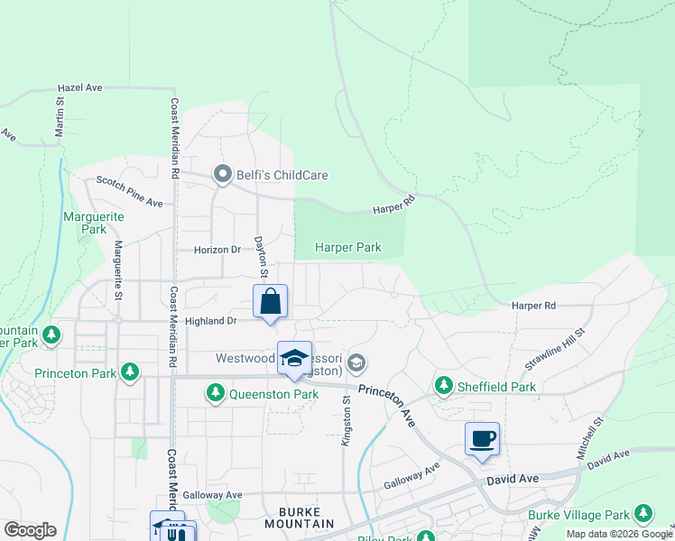 map of restaurants, bars, coffee shops, grocery stores, and more near 3488 Danielson Drive in Coquitlam