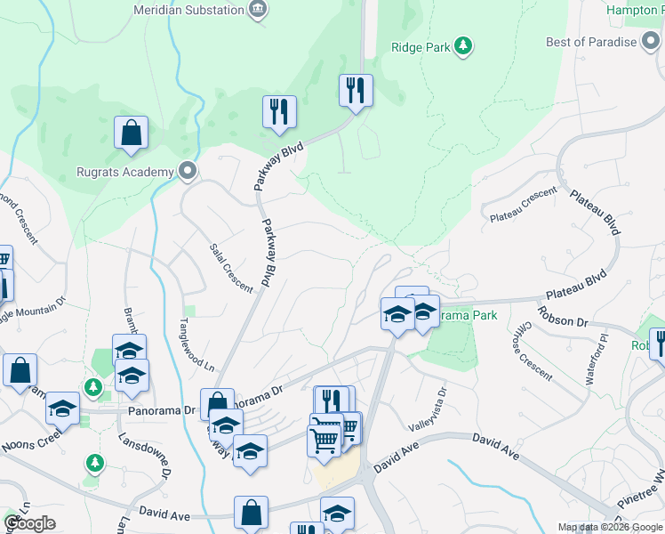 map of restaurants, bars, coffee shops, grocery stores, and more near 2982 Sunridge Court in Coquitlam