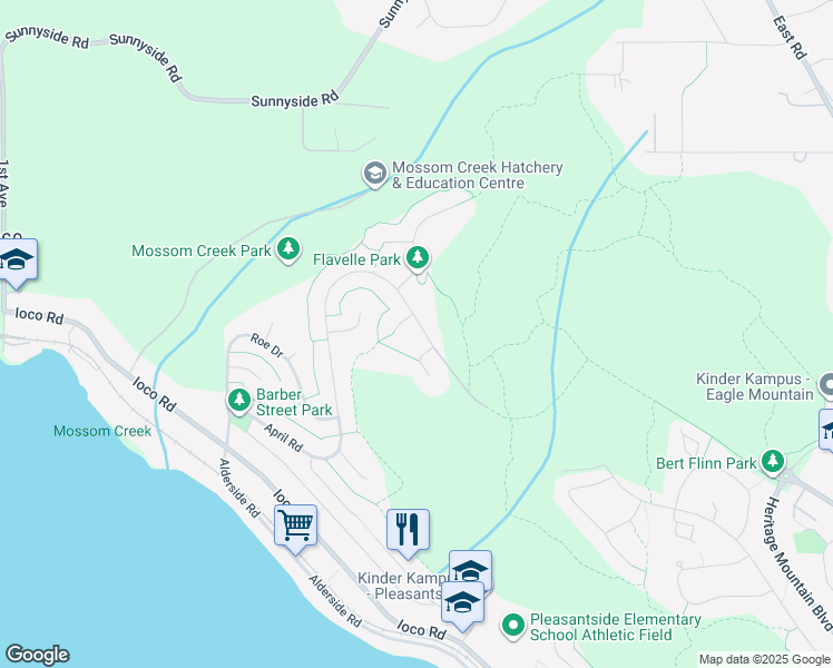 map of restaurants, bars, coffee shops, grocery stores, and more near 310 April Road in Port Moody