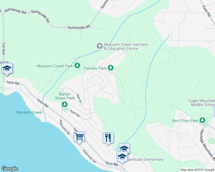 map of restaurants, bars, coffee shops, grocery stores, and more near 6 Elsdon Bay in Port Moody