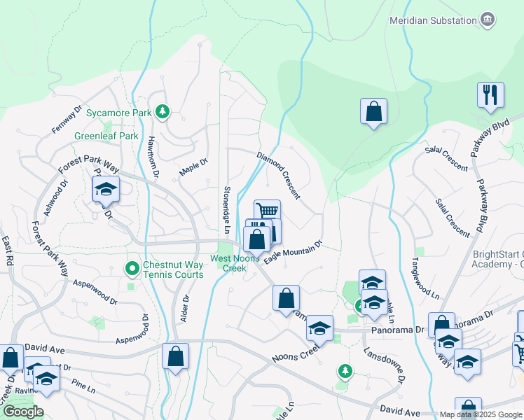 map of restaurants, bars, coffee shops, grocery stores, and more near 2529 Sapphire Place in Coquitlam