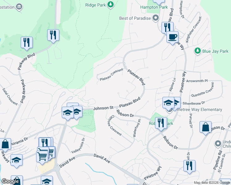 map of restaurants, bars, coffee shops, grocery stores, and more near 1522 Whitebark Place in Coquitlam