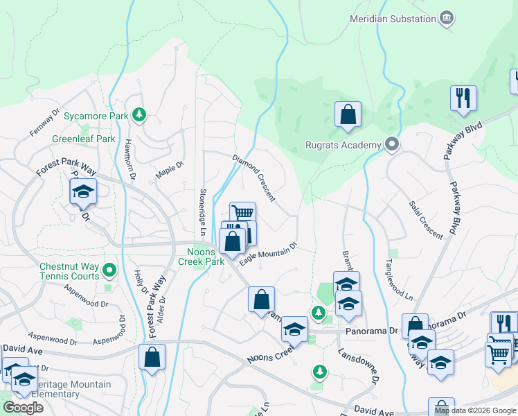 map of restaurants, bars, coffee shops, grocery stores, and more near 2533 Jade Place in Coquitlam
