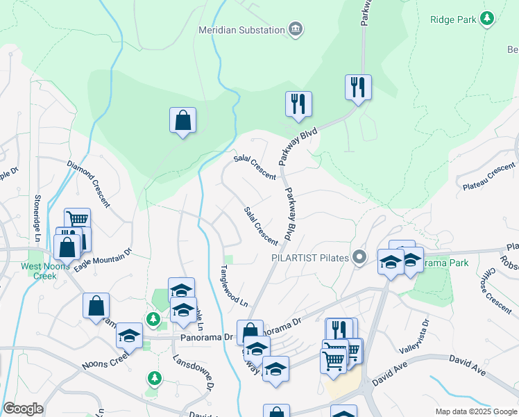 map of restaurants, bars, coffee shops, grocery stores, and more near 2876 Woodsia Place in Coquitlam