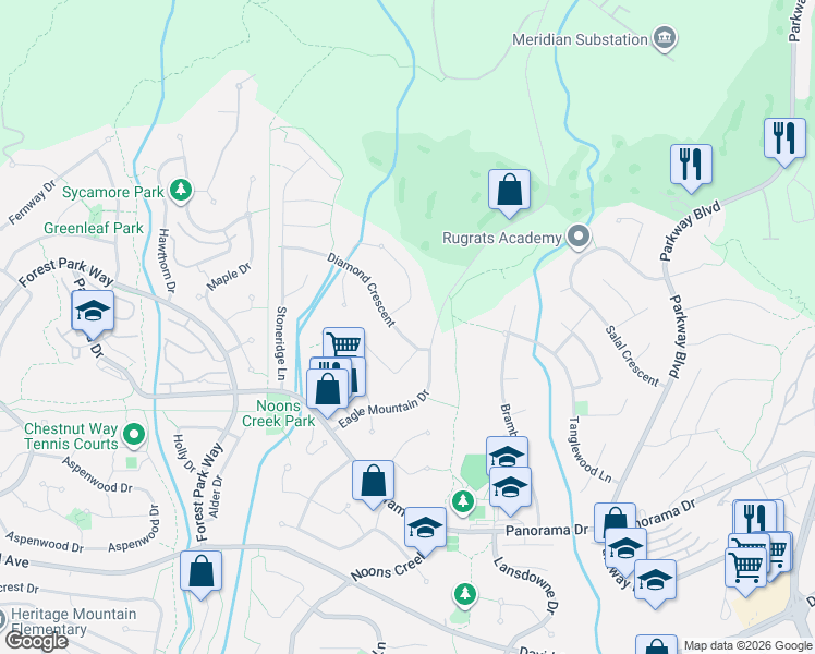 map of restaurants, bars, coffee shops, grocery stores, and more near 2587 Diamond Crescent in Coquitlam