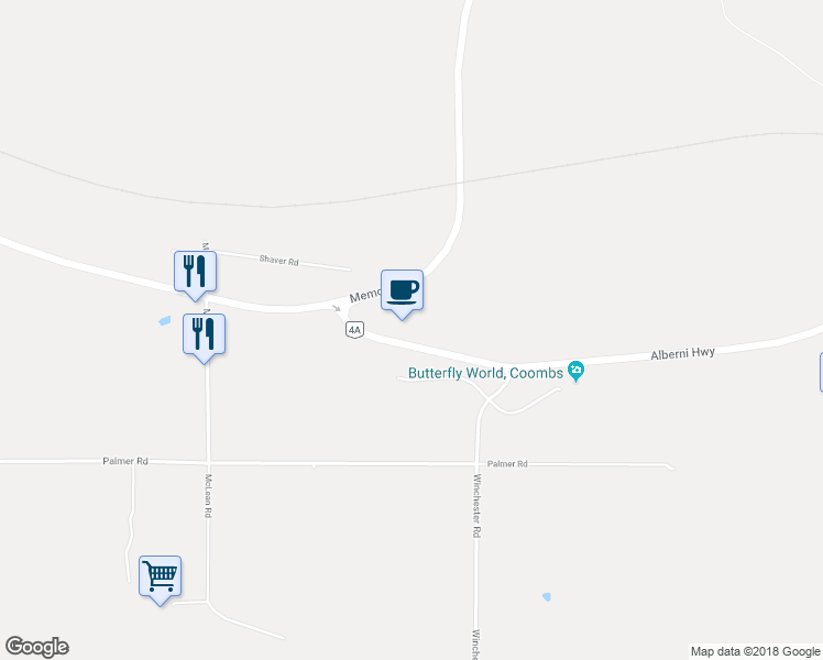 map of restaurants, bars, coffee shops, grocery stores, and more near 2701 Alberni Highway in Coombs