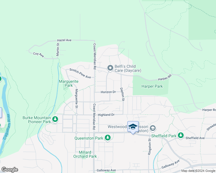 map of restaurants, bars, coffee shops, grocery stores, and more near 1467 Southview Street in Coquitlam
