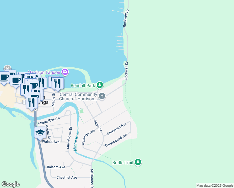 map of restaurants, bars, coffee shops, grocery stores, and more near 562 Lillooet Avenue in Harrison Hot Springs