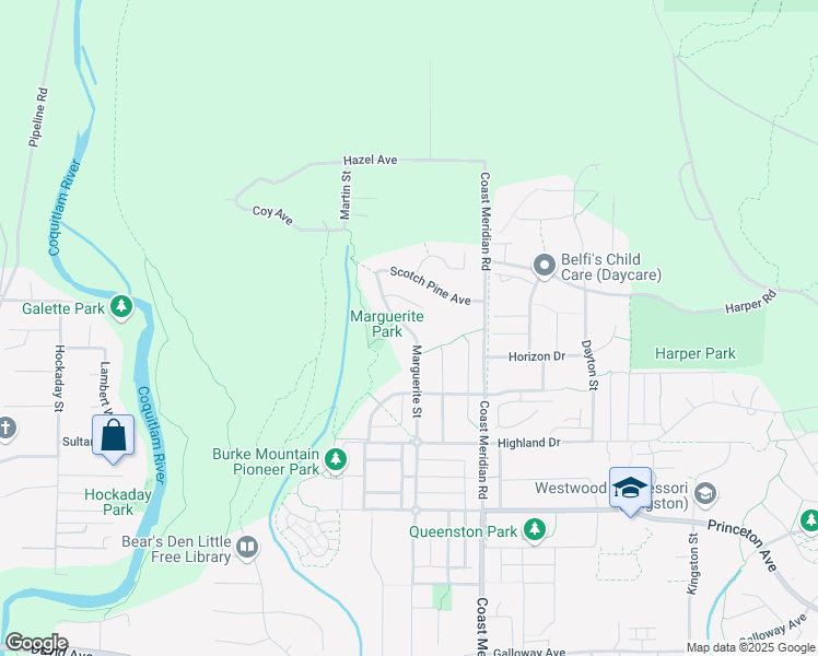 map of restaurants, bars, coffee shops, grocery stores, and more near 4828 Marguerite Street in Coquitlam