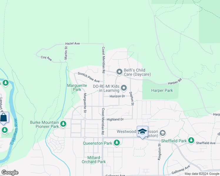 map of restaurants, bars, coffee shops, grocery stores, and more near 1460 Southview Street in Coquitlam