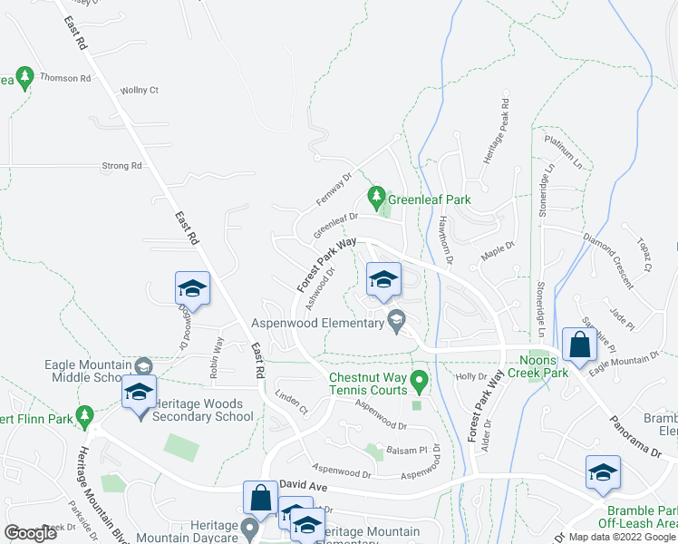 map of restaurants, bars, coffee shops, grocery stores, and more near 62 Ashwood Drive in Port Moody