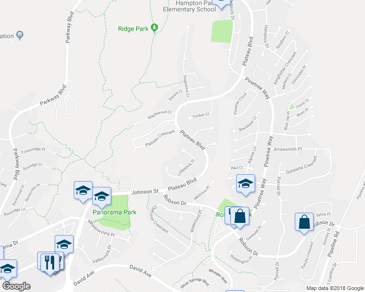 map of restaurants, bars, coffee shops, grocery stores, and more near 1577 Lodgepole Place in Coquitlam