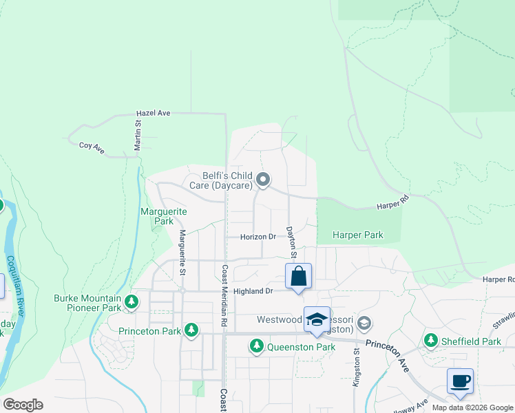 map of restaurants, bars, coffee shops, grocery stores, and more near 1479 Southview Street in Coquitlam
