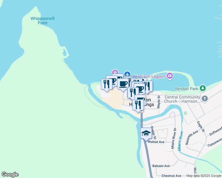 map of restaurants, bars, coffee shops, grocery stores, and more near 100 Esplanade Avenue in Harrison Hot Springs