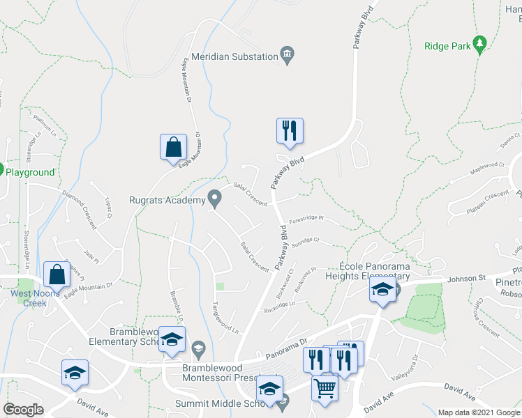 map of restaurants, bars, coffee shops, grocery stores, and more near 1632 Salal Crescent in Coquitlam