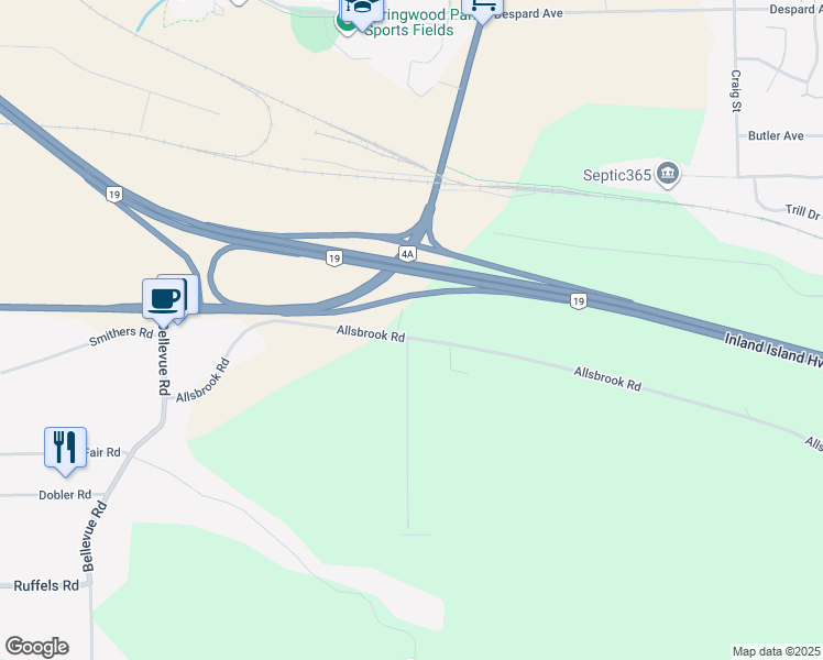 map of restaurants, bars, coffee shops, grocery stores, and more near 829 Allsbrook Road in Parksville