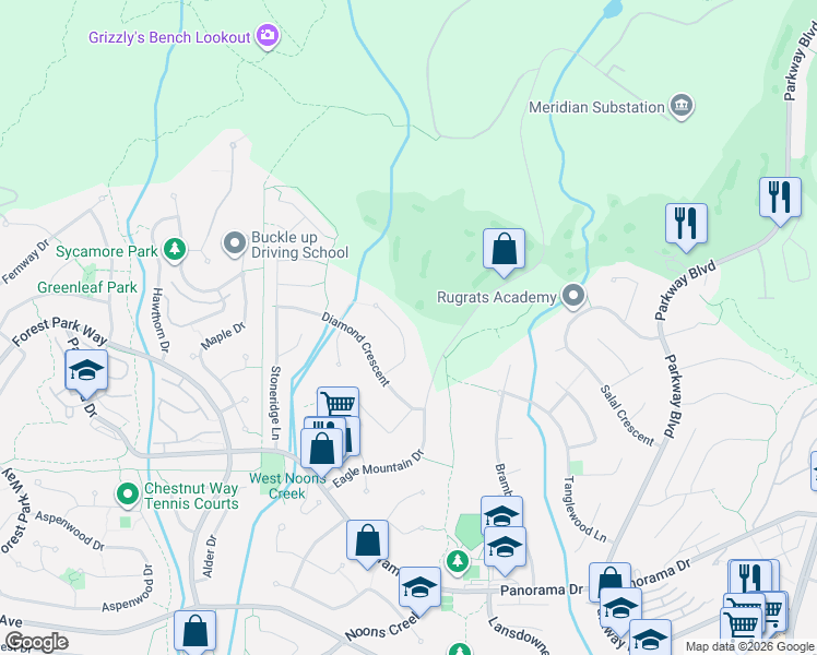 map of restaurants, bars, coffee shops, grocery stores, and more near 1567 Topaz Court in Coquitlam