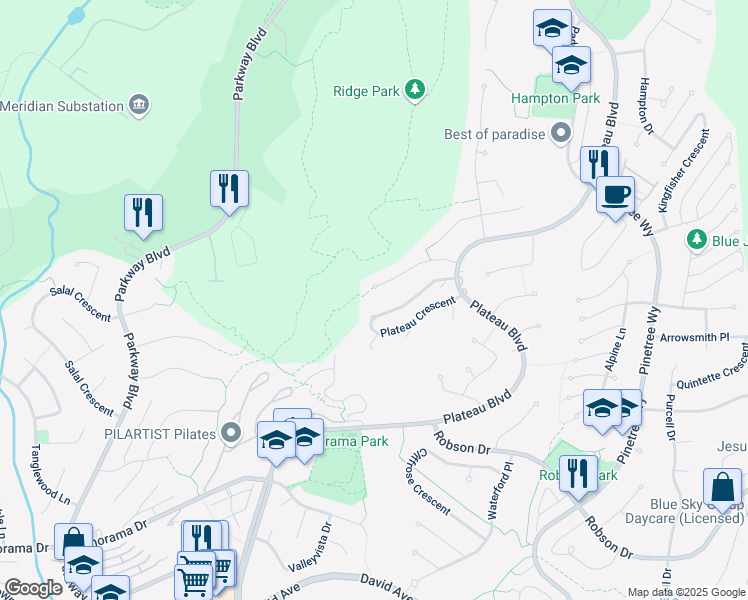 map of restaurants, bars, coffee shops, grocery stores, and more near 3006 Maplewood Court in Coquitlam