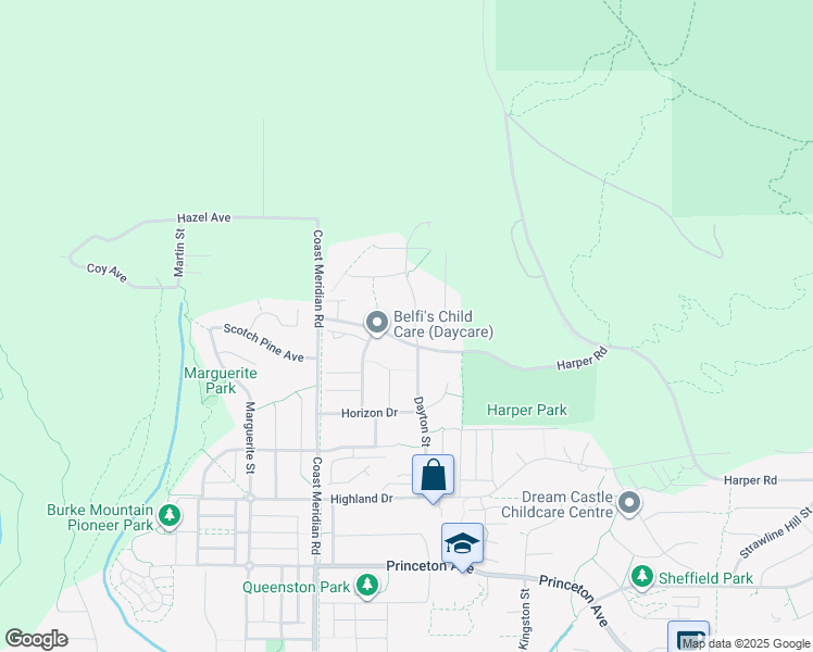 map of restaurants, bars, coffee shops, grocery stores, and more near 1504 Dayton Street in Coquitlam