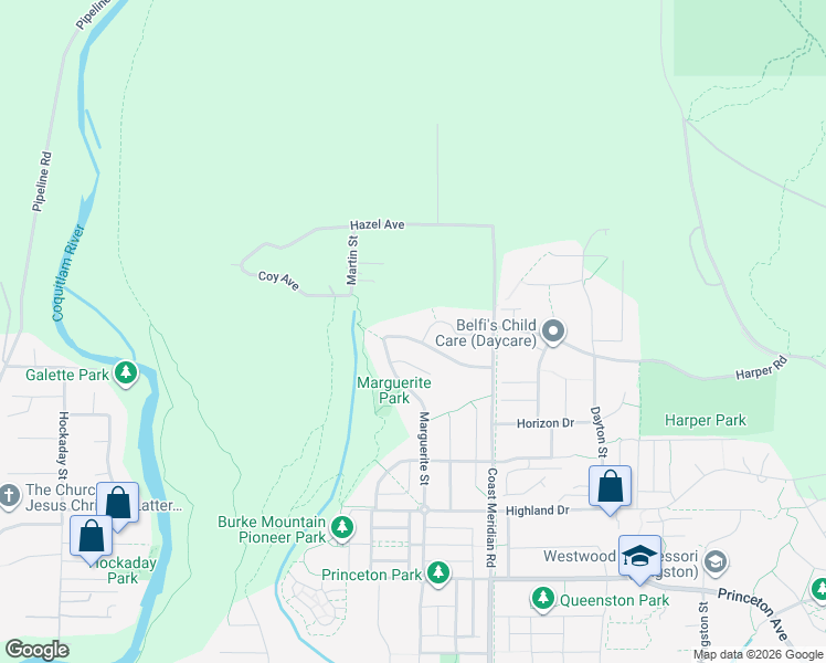 map of restaurants, bars, coffee shops, grocery stores, and more near 3361 Scotch Pine Avenue in Coquitlam