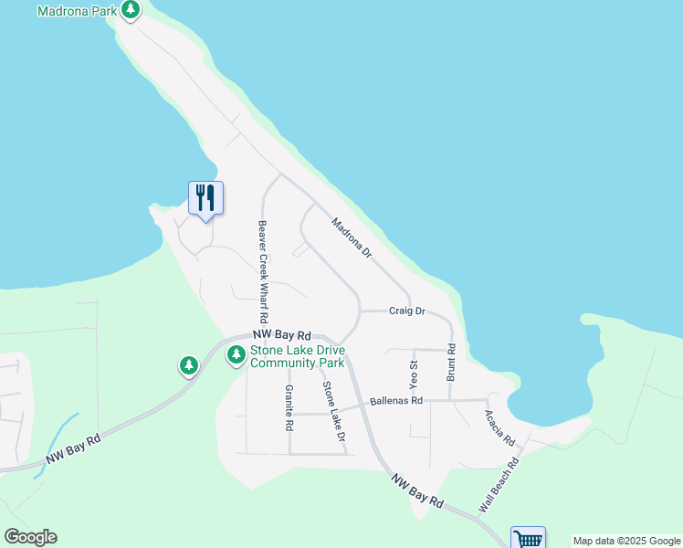map of restaurants, bars, coffee shops, grocery stores, and more near 1552 Arbutus Drive in Nanoose Bay