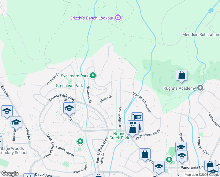 map of restaurants, bars, coffee shops, grocery stores, and more near 143 Maple Drive in Port Moody
