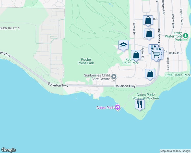 map of restaurants, bars, coffee shops, grocery stores, and more near 3908 Blantyre Place in North Vancouver