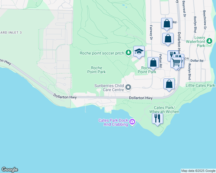 map of restaurants, bars, coffee shops, grocery stores, and more near 3908 Blantyre Place in North Vancouver