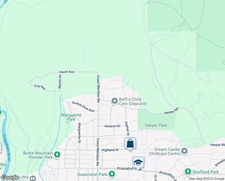 map of restaurants, bars, coffee shops, grocery stores, and more near 3420 Pritchett Place in Coquitlam