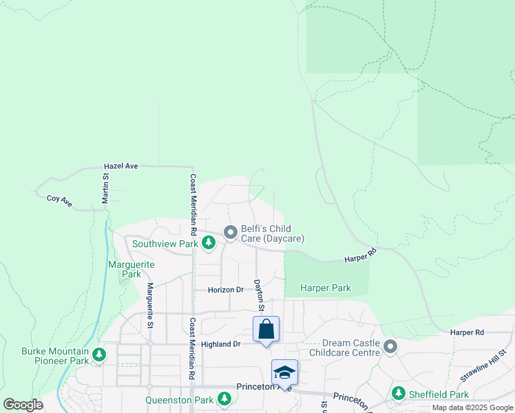 map of restaurants, bars, coffee shops, grocery stores, and more near 1523 Dayton Street in Coquitlam