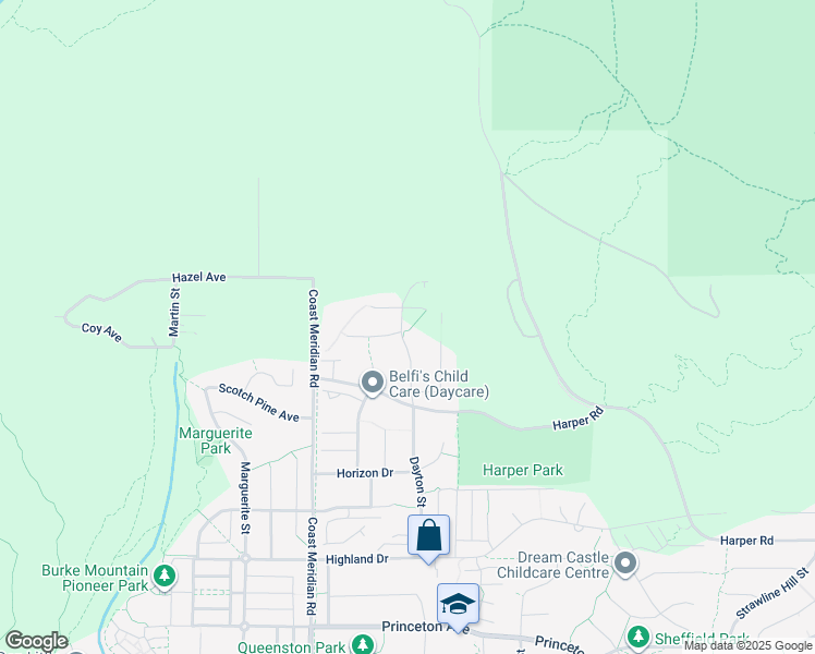 map of restaurants, bars, coffee shops, grocery stores, and more near 1527 Dayton Street in Coquitlam
