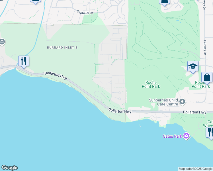 map of restaurants, bars, coffee shops, grocery stores, and more near 530 Raven Woods Drive in North Vancouver