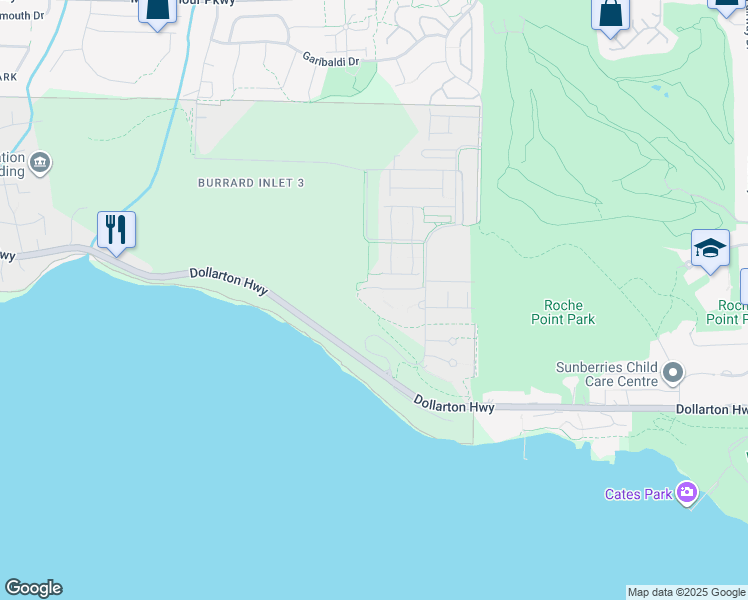 map of restaurants, bars, coffee shops, grocery stores, and more near 560 Raven Woods Drive in North Vancouver