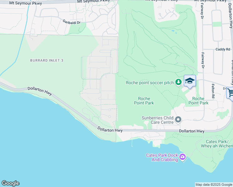 map of restaurants, bars, coffee shops, grocery stores, and more near 3639 Aldercrest Drive in North Vancouver