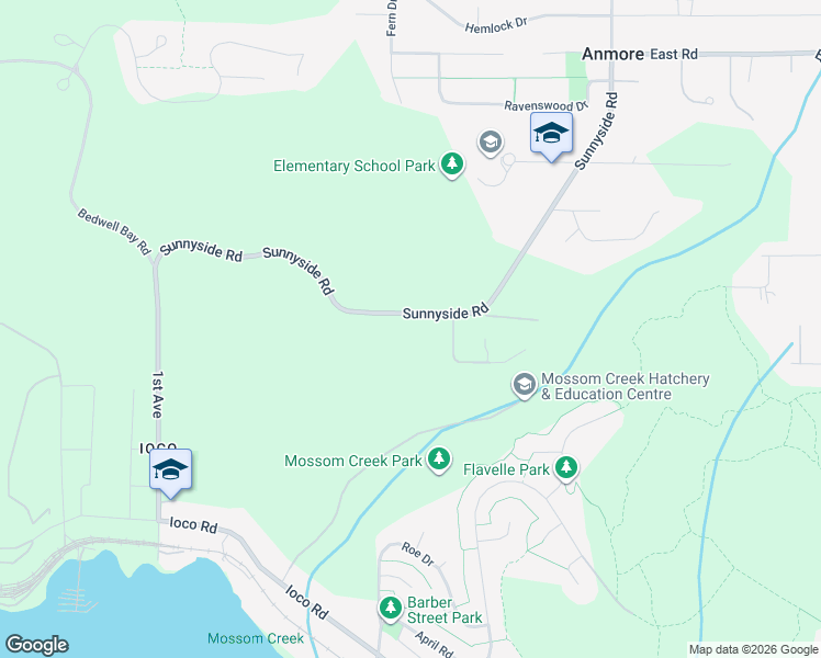 map of restaurants, bars, coffee shops, grocery stores, and more near 2050 Sunnyside Road in Anmore
