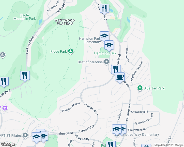 map of restaurants, bars, coffee shops, grocery stores, and more near 1701 Arbutus Place in Coquitlam