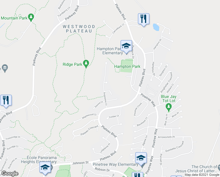 map of restaurants, bars, coffee shops, grocery stores, and more near 1707 Arbutus Place in Coquitlam