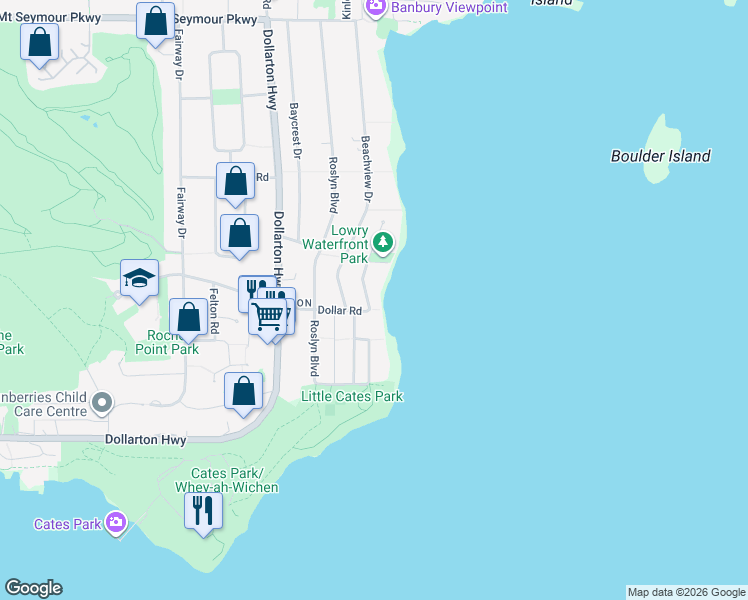 map of restaurants, bars, coffee shops, grocery stores, and more near 524 Lowry Lane in North Vancouver