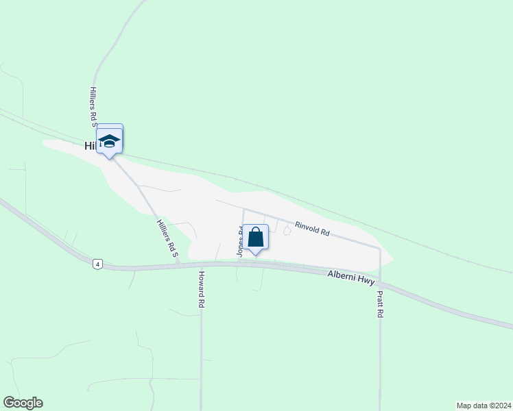 map of restaurants, bars, coffee shops, grocery stores, and more near 3115 Rinvold Road in Qualicum Beach