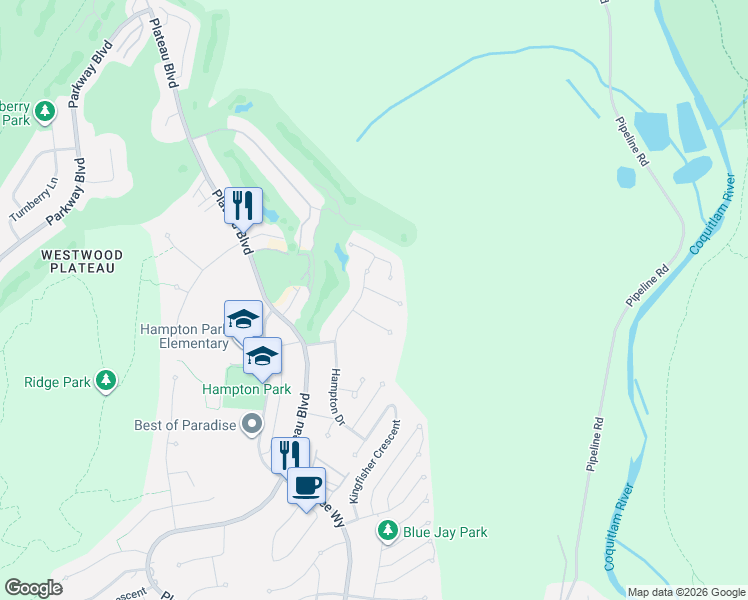 map of restaurants, bars, coffee shops, grocery stores, and more near 3088 Carousel Court in Coquitlam