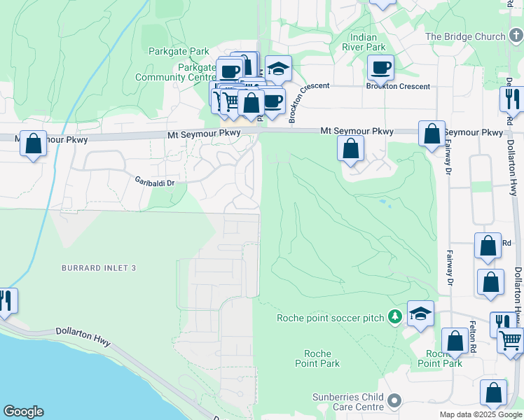 map of restaurants, bars, coffee shops, grocery stores, and more near 810 Roche Point Drive in North Vancouver