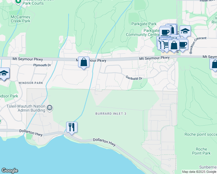 map of restaurants, bars, coffee shops, grocery stores, and more near 812 Nicolum Court in North Vancouver