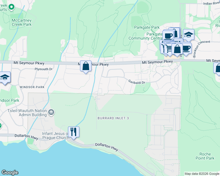 map of restaurants, bars, coffee shops, grocery stores, and more near 828 Nicolum Court in North Vancouver