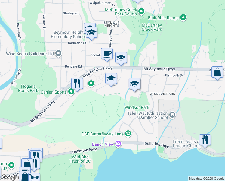 map of restaurants, bars, coffee shops, grocery stores, and more near 931 Broadview Drive in North Vancouver
