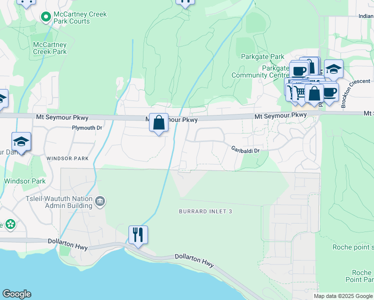 map of restaurants, bars, coffee shops, grocery stores, and more near 3310 Apex Place in North Vancouver