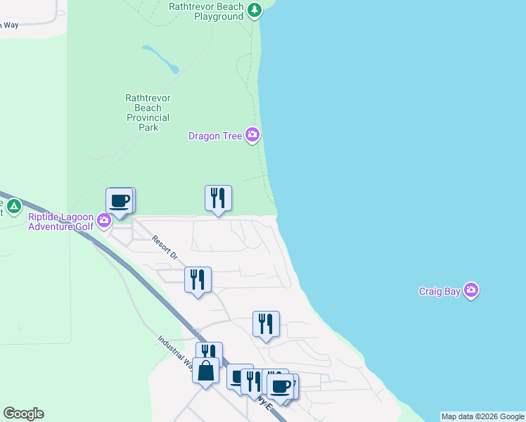 map of restaurants, bars, coffee shops, grocery stores, and more near 1059 Tanglewood Place in Parksville