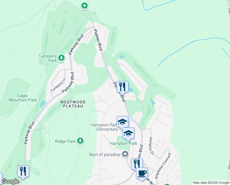 map of restaurants, bars, coffee shops, grocery stores, and more near 3280 Plateau Boulevard in Coquitlam