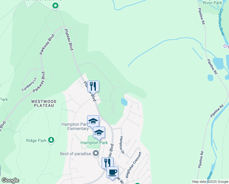 map of restaurants, bars, coffee shops, grocery stores, and more near 3233 Chartwell Lane in Coquitlam