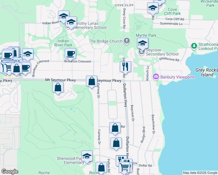 map of restaurants, bars, coffee shops, grocery stores, and more near 981 Friar Crescent in North Vancouver